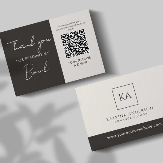 Carte D'accompagnement Demande de critique de livre avec code QR de l'aut