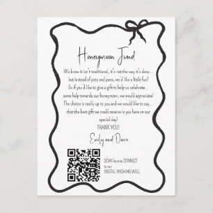 Carte D'accompagnement Demande de fonds de lune de miel de Bow mariage QR