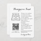 Carte D'accompagnement Demande de fonds de lune de miel mariage QR CODE (Devant / Derrière)