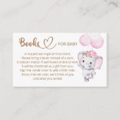 Carte D'accompagnement Demande de livre Baby shower d'éléphant pour bébé  (Devant)
