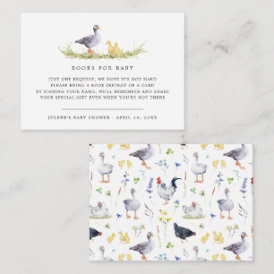 Carte D'accompagnement Demande de livre Baby Shower Rustique de Ferme