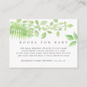 Carte D'accompagnement Demande de livre de Baby Shower à aquarelle et ver