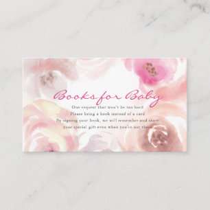 Carte D'accompagnement Demande de livre de Baby Shower à l'aquarelle Rose