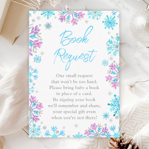 Carte D'accompagnement Demande de livre d'hiver Flocons de neige violets