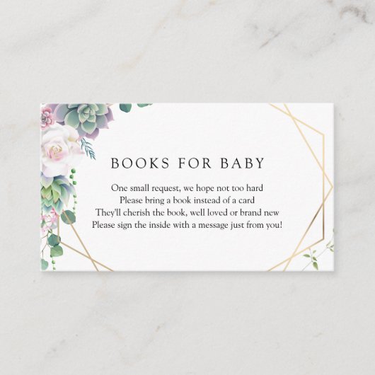 Carte D'accompagnement Demande de livre d'images Gold Succulente (Devant)