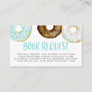 Carte D'accompagnement Demande de livre : Donuts aquarelle bleue et choco