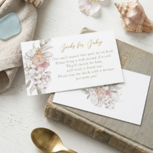 Carte D'accompagnement Demande de livre Fête Prénatale Fleurs et Coquilla