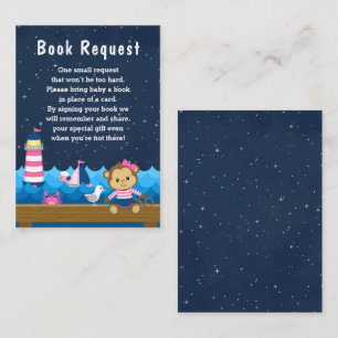 Carte D'accompagnement Demande de livre Fille nautique singe rose et mari