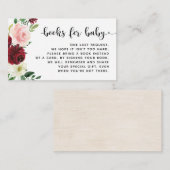 Carte D'accompagnement Demande de livre floral Bourgogne rousse rayonnant (Devant / Derrière)