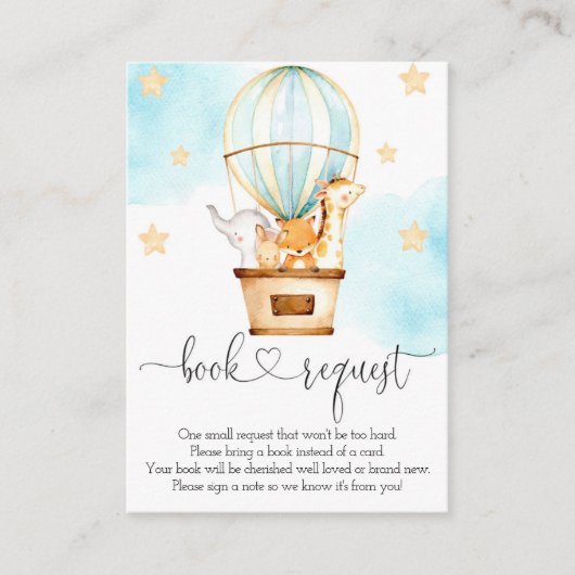Carte D'accompagnement Demande de livre Montgolfière en l'air (Devant)