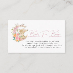 Carte D'accompagnement Demande de livre pour Baby Shower avec éléphant mi