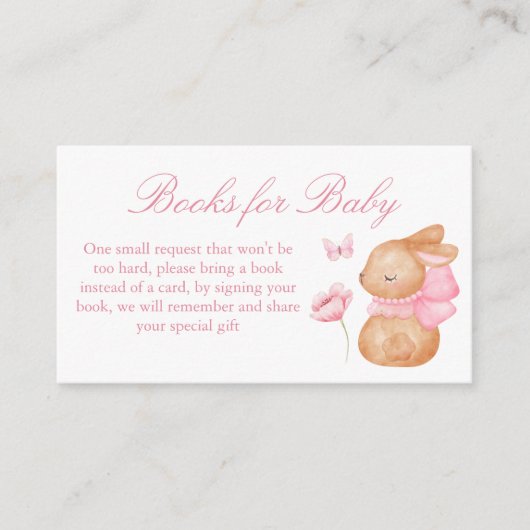Carte D'accompagnement Demande de livre pour baby shower avec lapin et no (Devant)