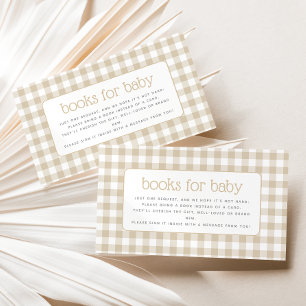 Carte D'accompagnement Demande de livre pour Baby Shower beige à carreaux