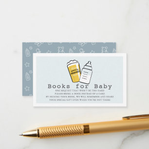Carte D'accompagnement Demande de livre pour Baby Shower Bleu Bouteille d