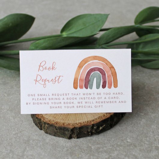 Carte D'accompagnement Demande de livre pour Baby Shower Bohème Arc-en-Ci