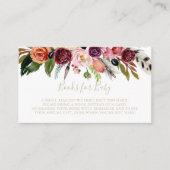 Carte D'accompagnement Demande de livre pour Baby Shower Bohème Fleurs Or (Devant)