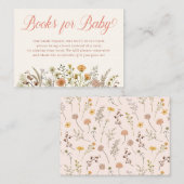 Carte D'accompagnement Demande de livre pour Baby Shower Boho Wildflower (Devant / Derrière)