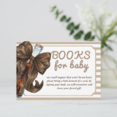 Carte D'accompagnement Demande de livre pour Baby Shower Bottle Bow Bébé (Debout devant)