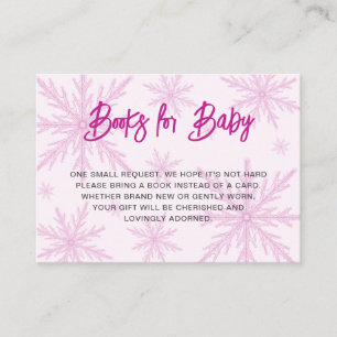 Carte D'accompagnement Demande de livre pour Baby Shower Fille Flocons de