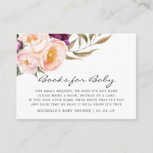 Carte D'accompagnement Demande de livre pour Baby Shower Fleur Peach & Bo