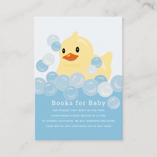 Carte D'accompagnement Demande de livre pour Baby Shower Garçon Canard en (Devant)