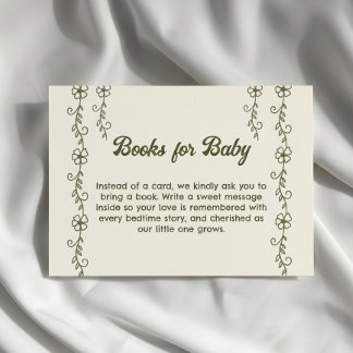 Carte D'accompagnement Demande de livre pour Baby shower Green Little Wil