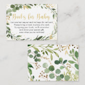 Carte D'accompagnement Demande de livre pour Baby Shower Greenery Gold Eu (Devant / Derrière)