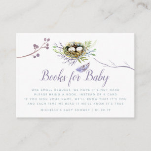 Carte D'accompagnement Demande de livre pour Baby Shower Jumeaux Nid d'Oi
