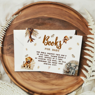 Carte D'accompagnement Demande de livre pour Baby Shower Jungle Safari