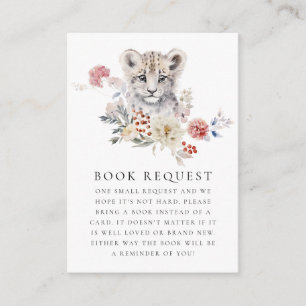 Carte D'accompagnement Demande de livre pour Baby Shower Léopard des neig