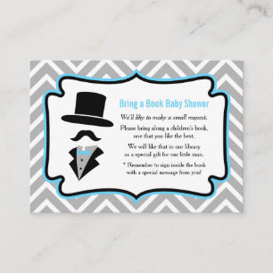Carte D'accompagnement Demande de livre pour Baby Shower Moustache Little