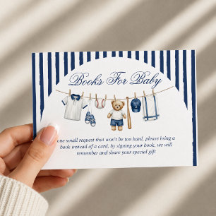 Carte D'accompagnement Demande de livre pour Baby Shower Ours de Baseball