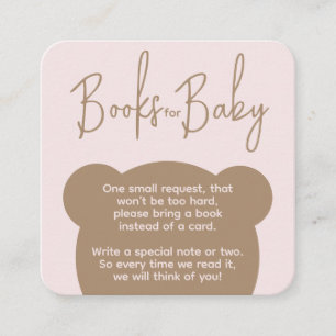 Carte D'accompagnement Demande de livre pour Baby Shower ours simple mini