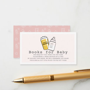 Carte D'accompagnement Demande de livre pour Baby Shower Rose Bouteille d