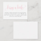 Carte D'accompagnement Demande de livre pour Baby Shower, Rose Clair (Devant / Derrière)