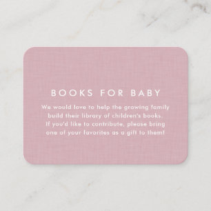 Carte D'accompagnement Demande de livre pour baby shower simple lin rose