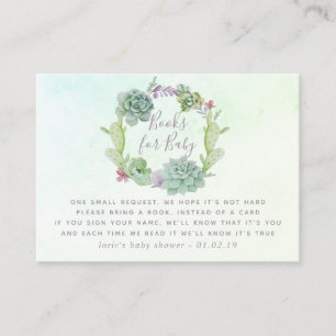 Carte D'accompagnement Demande de livre pour Baby Shower sur les succulen