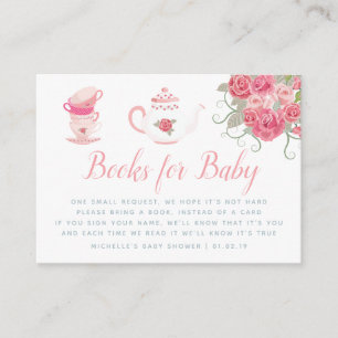 Carte D'accompagnement Demande de livre pour Baby Shower Tea Party aux ro