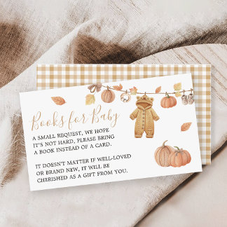 Carte D'accompagnement Demande de livre Rustic Citrouille Baby shower aut