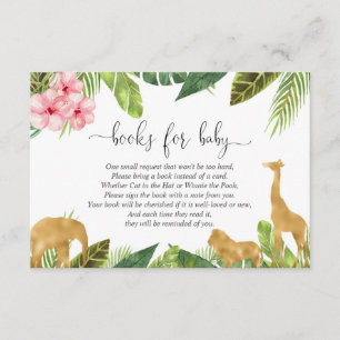 Carte D'accompagnement Demande de livre Safari fille baby shower book ins