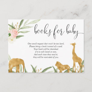 Carte D'accompagnement Demande de livre Safari fille baby shower book ins