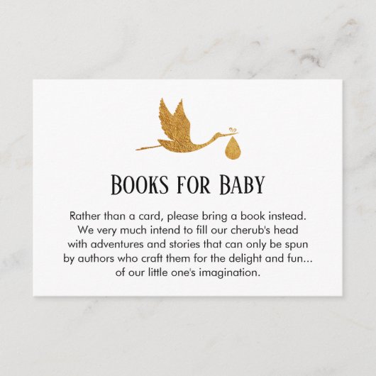 Carte D'accompagnement Demande de livre simple avec Gold Stork Insérez le (Devant)