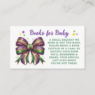 Carte D'accompagnement Demande de livres de Mardi Gras pour bébé