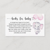 Carte D'accompagnement Demande de livres pour bébé Baby shower d'éléphant (Devant)