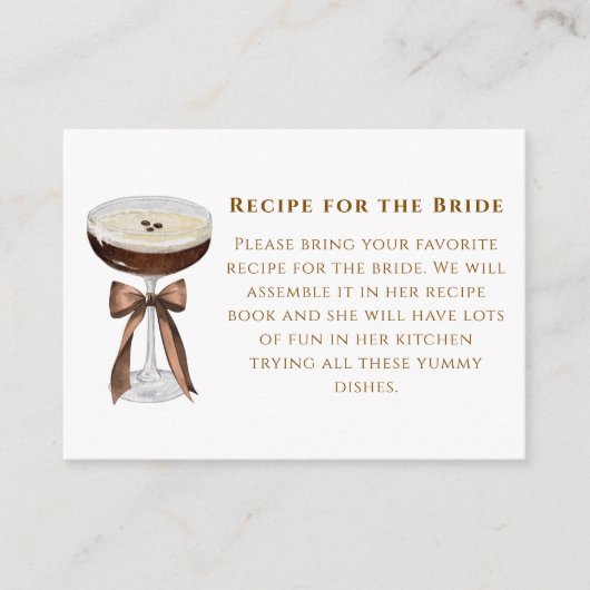 Carte D'accompagnement Demande de recette Brown Tini Bit Espresso Martini (Devant)