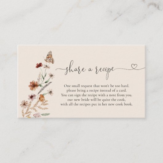 Carte D'accompagnement Demande de recette de Baby Shower Bohème Fleurs Sa (Devant)