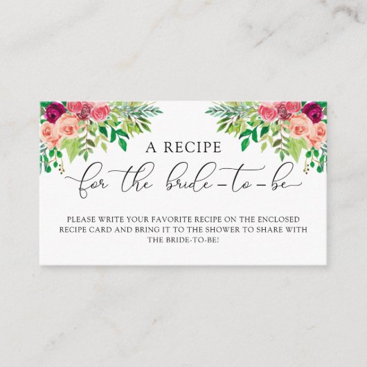 Carte D'accompagnement Demande de recette de Baby Shower de mariage flora (Devant)