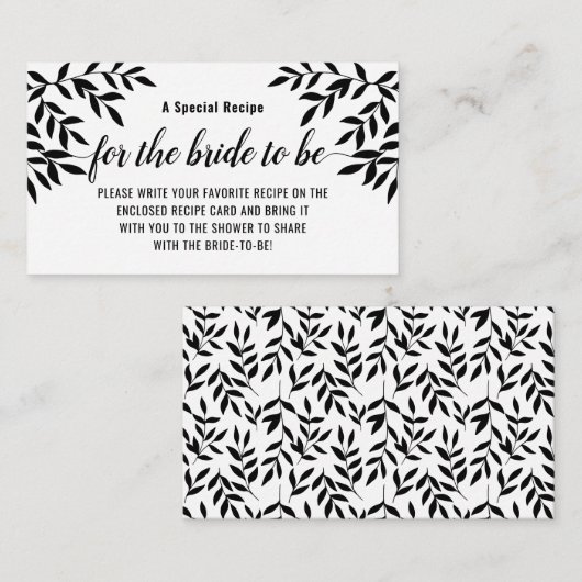 Carte D'accompagnement Demande de recette de Baby Shower Élégant Minimali (Devant / Derrière)