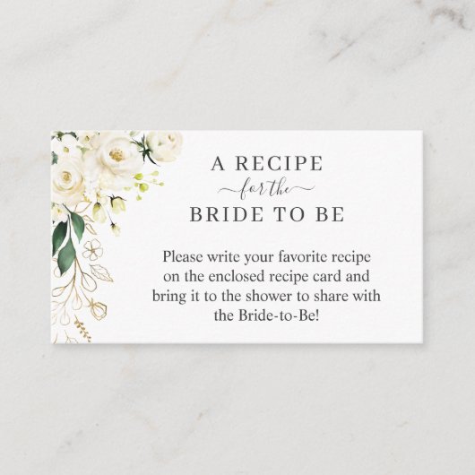 Carte D'accompagnement Demande de recette de Baby Shower Floral Blanc et  (Devant)