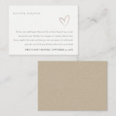 Carte D'accompagnement Demande de recette de Baby Shower Minimal Blush He (Devant / Derrière)